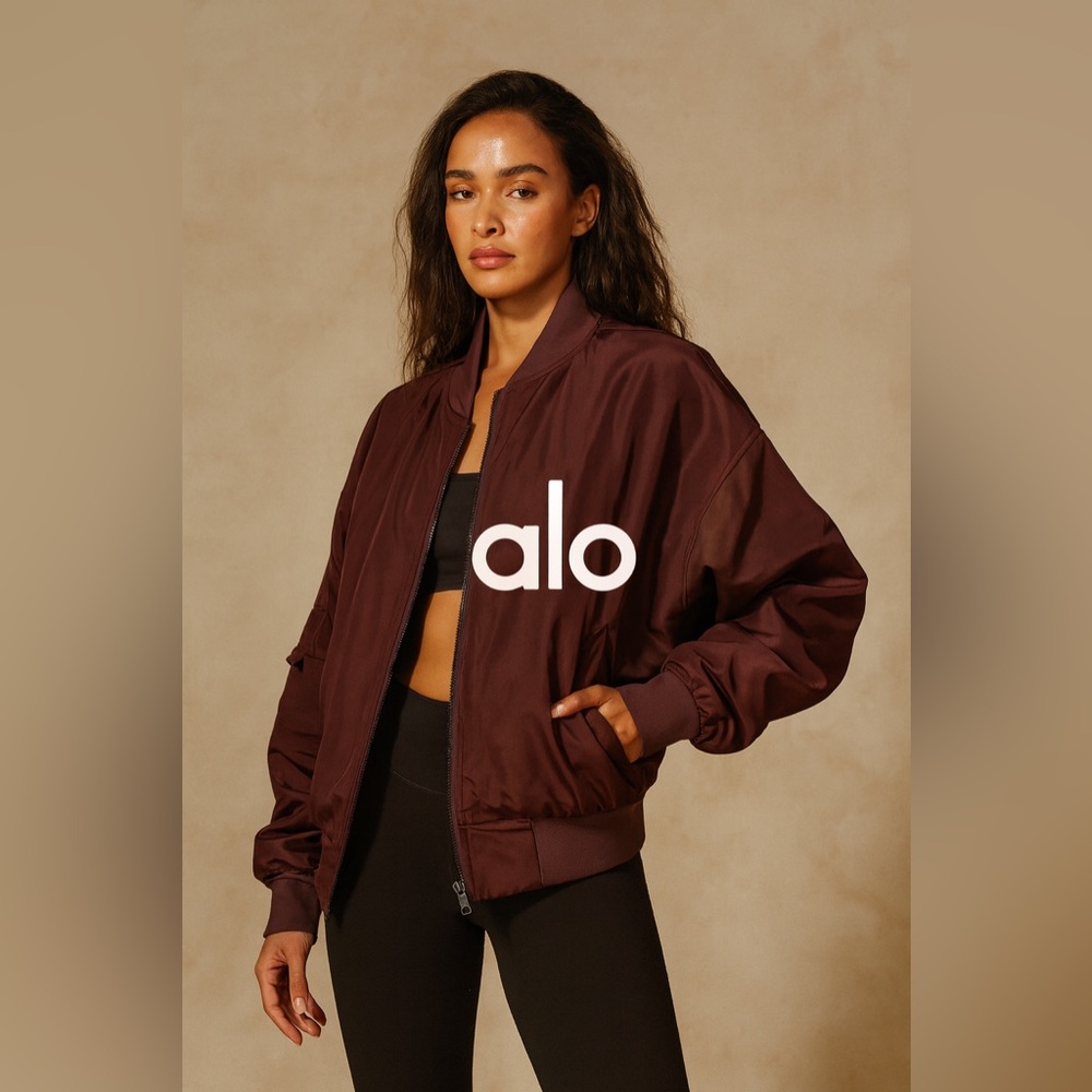 ALO Yoga It Girl Bomber Jacket Oxblood Burgundy
